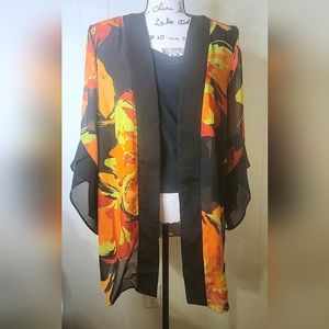 Dana Kay Black Floral Kimono size 22W